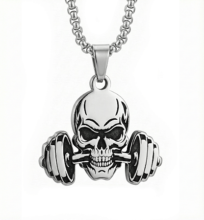 COLAR COM PINGENTE CAVEIRA CROMO