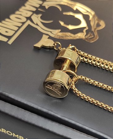 COLAR COM PINGENTE HALTER DECAGONAL BANHADO A OURO