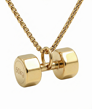 COLAR COM PINGENTE HALTER DECAGONAL BANHADO A OURO