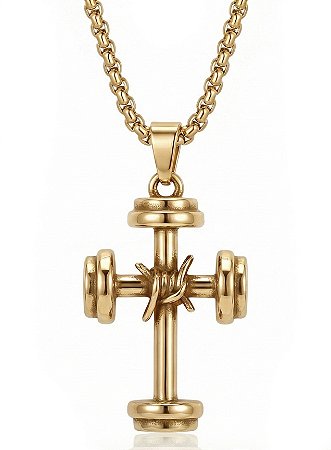 Colar com pingente crucifixo maromba banhado a ouro