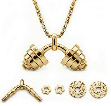 Colar com pingente halter curvo desmontável banhado a ouro