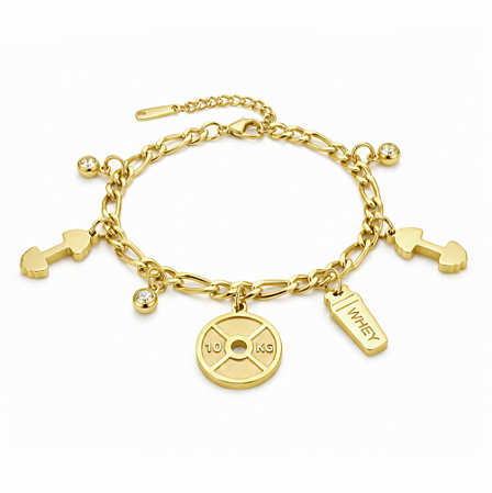 Pulseira glamour gym top banhada a ouro