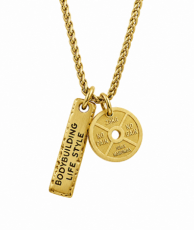 COLAR COM PINGENTE BODYBUILDING LIFE STYLE BANHADO A OURO