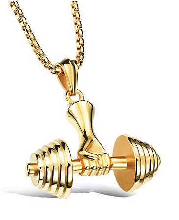 Colar hand dumbell banhado a ouro