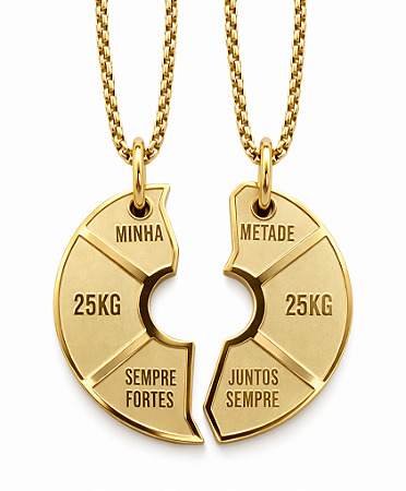Colar casal com pingente anilha duas partes