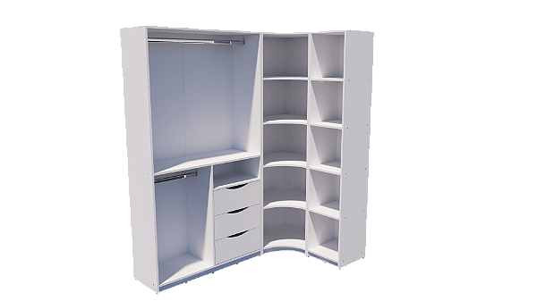 Kit Closet Modulado Armário Colmeia Canto ME 100% Mdf Cor Branco