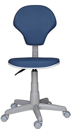 Cadeira Mocho Odontológico Concha Com Encosto Para Clinica Dentista Estrutura Cinza Assento Azul Marinho