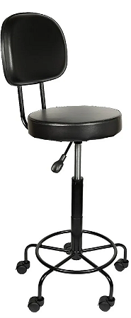 Cadeira Mocho Alto Preto Com Encosto 79cm