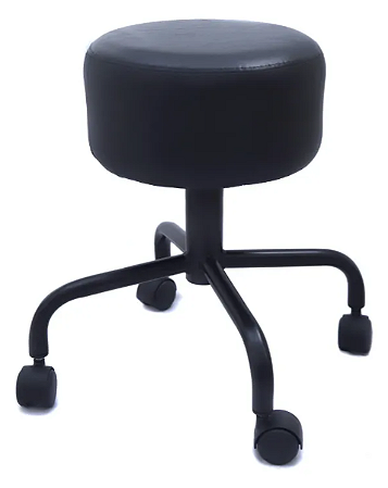 Banqueta Com Rodas Preto Estofado Aço Carbono Resistente! Adicionar aos favoritos