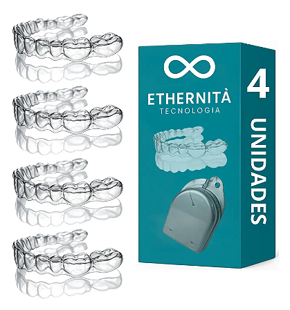 4 Placas Bruxismo + Estojo Moldeira Silicone Mordedor