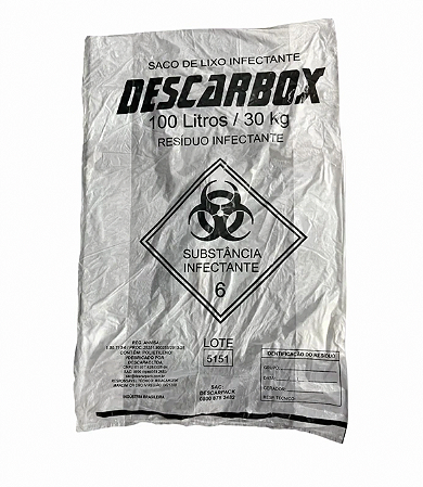 Saco Lixo Descartar Resíduos Hospitalar 50l Resistente 100un Cor Branco