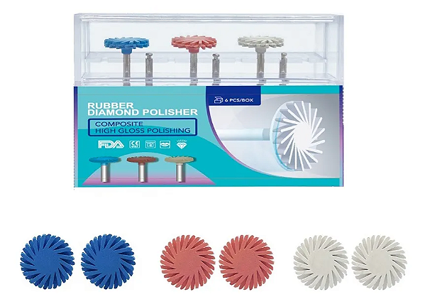 Kit Polimento Dental Borracha Diamantado Espiral Para Resina
