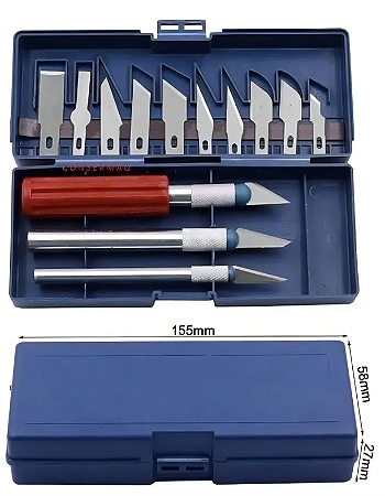 Kit Estojo Estilete Precisão Corte Bisturi Lar das Fitas Artesanato 13pçs