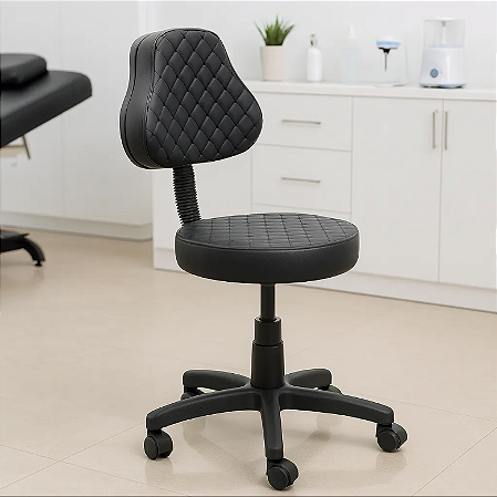 Cadeira Mocho C/ Encosto Tatuagem Estética Dentista Manicur