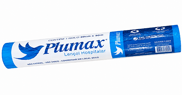 1 Rolo Lençol Descartável 100% Celulose Branco Maca 50x50