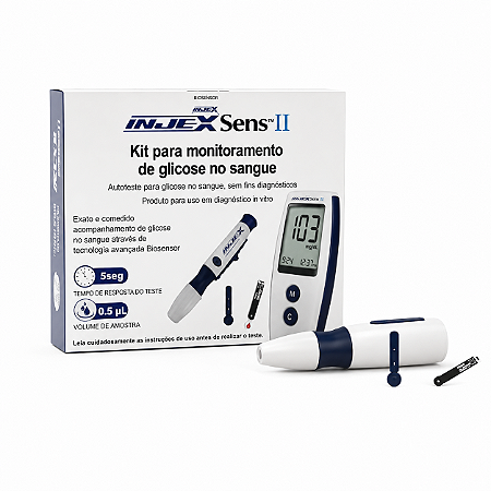 Kit Monitor de Glicose Injex Sens II com 50 Tiras e Lancetador