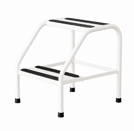Escada 2 Degraus Para Maca Metalica Antiderrapante Branco