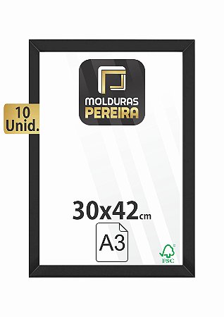 Kit 10 Molduras 30x42 cm C/ Vidro Antirreflexo - Molduras Pereira