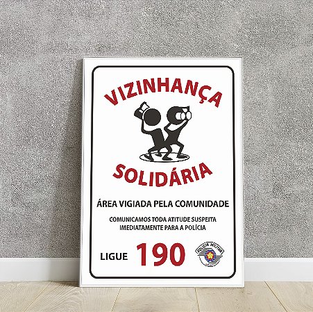 Placa Vizinhança Solidária