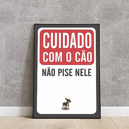 placa decorativa cuidado com o cão não pise nele