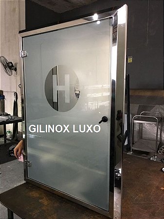 Caixa de Hidrante  em Aço Inox com Porta em Vidro Jateado 90x60x17 Embutir Ou Sobrepor