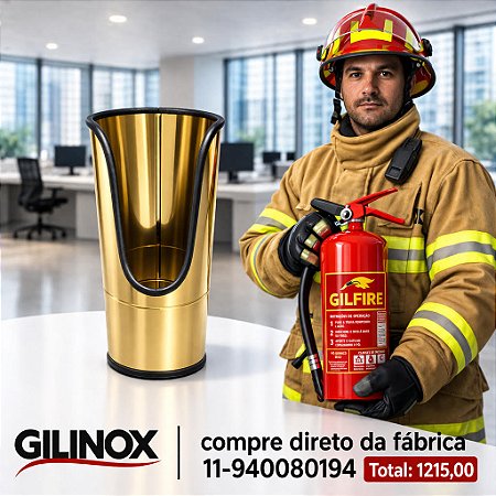 FABRICANTE DE SUPORTE PREMIUM PARA EXTINTOR – LINHA LUXO DOURADO BORRACHA PRETA