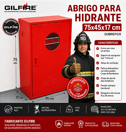 Fabricante de Abrigo Hidrante 75x45x17cm Sobrepor