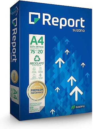 Papel Sulfite A4 Reciclado 75g Report 500FL