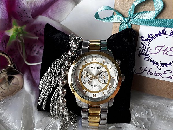 Kit Relógio Réplica Michael Kors ARO Prata, Dourado e Branco - HoraEstilo -  Réplicas de Relógios Famosos com melhor preço