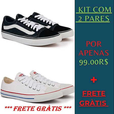 Kit Com 2 Pares De Tenis Casual Wj Shoes Kit Com 2 Pares De Tenis Casual Wj Shoes