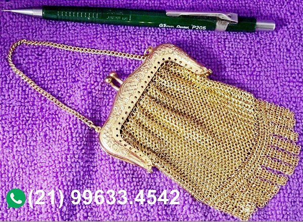 BOLSA EM METAL DOURADO.ANOS 1950.