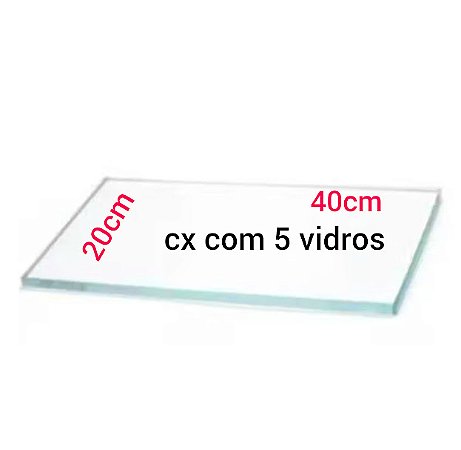Vidro Para Balcão Modulado Incolor 4mm 20x40 Cx Com 5 Vidros