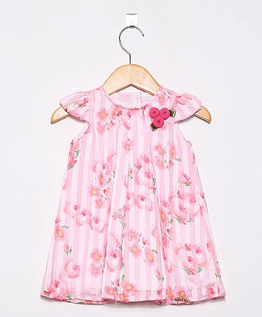 1532 - Vestido BB Rosa Estampado Flores