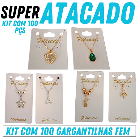 💎 Kit com 100 Gargantilhas com Pingente - Ideal para Revender na Shopee 💎