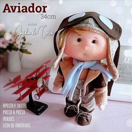 Apostila digital Boneco Aviador 34 cm
