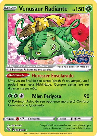 Venusaur Radiante / Radiant Venusaur (004/78) - Carta Avulsa Pokemon