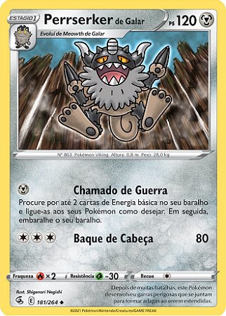 Perrserker de Galar / Galarian Perrserker (181/264) - Carta Avulsa Pokemon