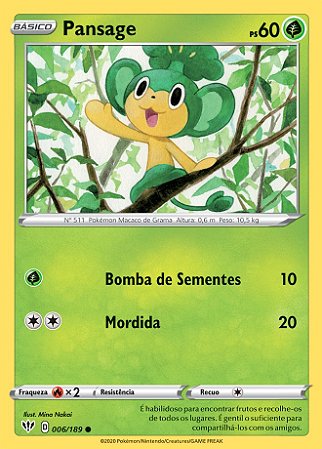 Pansage (6/189) - Carta Avulsa Pokemon