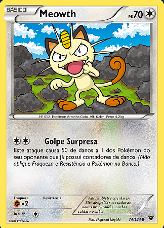 Meowth (74/124) - Carta Avulsa Pokemon