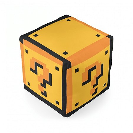 Almofada Cubo - Bloco Secreto Amarelo - Super Mário (27 x 27 x 27cm)
