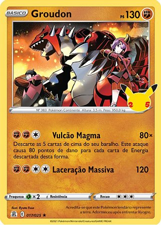 Cartas Pokémon Lendários Groudon + Kyogre