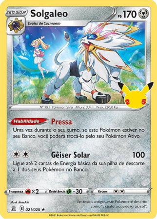 Carta Pokémon Lendário Solgaleo Guardiões Ascendentes