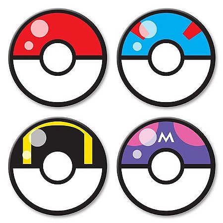 Porta Copos Pokebolas - Pokemon 4 peças