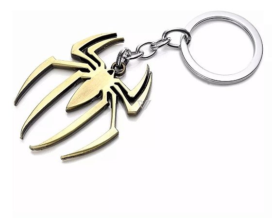 Chaveiro - Logo Spiderman / Homem Aranha de Metal Dourado