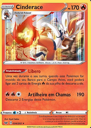 Cinderace (34/202) FOIL - Carta Avulsa Pokemon