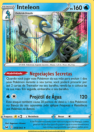 Inteleon (58/202) FOIL - Carta Avulsa Pokemon