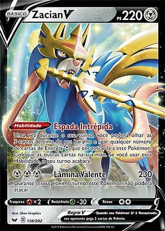 30 Cartas Pokemon Gx Aliados V Vmax + 1 Carta Zamazenta Gold