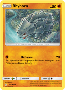 Rhyhorn (92/214) REV FOIL - Carta Avulsa Pokemon