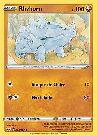 Rhyhorn (96/202) - Carta Avulsa Pokemon