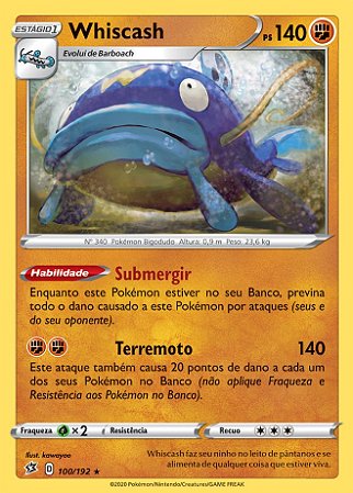 Whiscash (100/192) - Carta Avulsa Pokemon